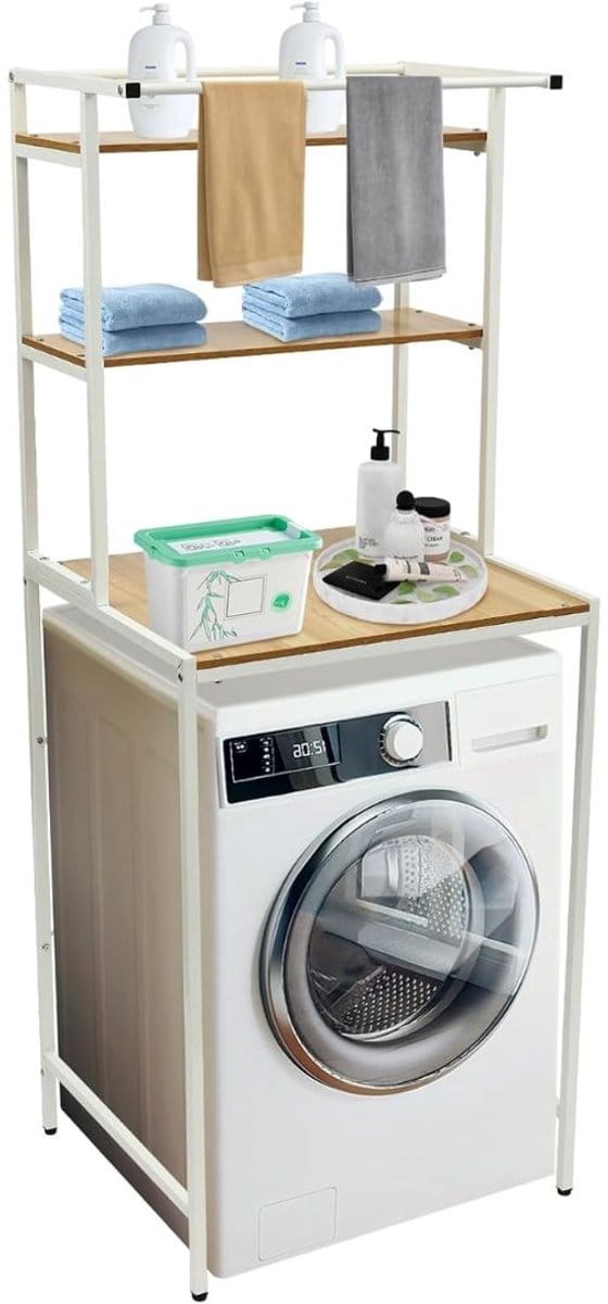 ApexArte® Wasmachine Ombouw - Opbouwmeubel - Kast Wasdroger - Meubel - Wit