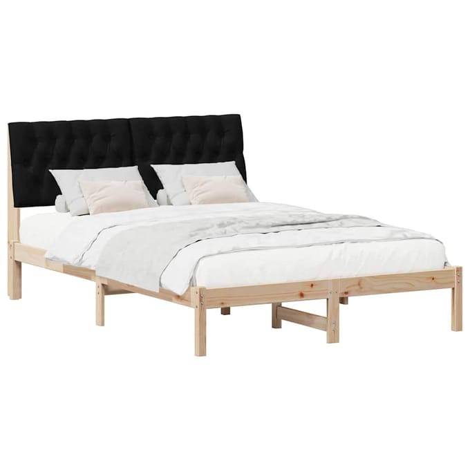 vidaXL - Bedframe - met - Gevoerde - Hoofdbord - Bruin - 135 - x - 190 - cm