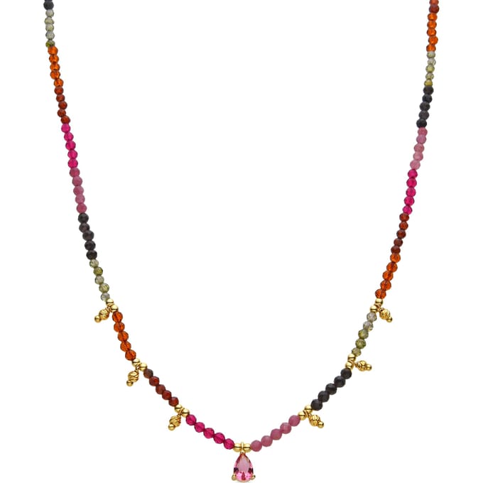 Luxenter Multicolour Toermalijn collier afgewerkt in 18k geelgoud - Baim