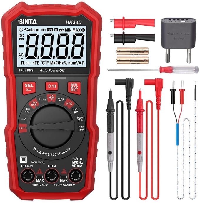 Digitale Multimeter 6000 Telling met Voltmeter, Ohm Meter, Temperatuurmeting en Capaciteitstest