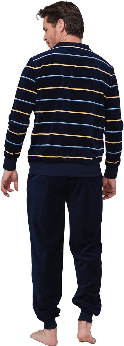 Pastunette - Huispak/Pyjama - Blue Retreat - Velours - Blauw - Gestreeot - Maat S