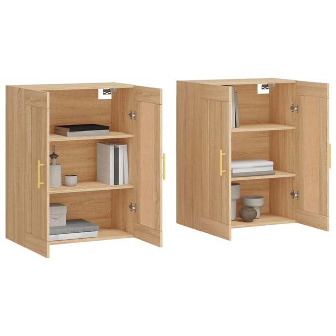 vidaXL - Hangkasten - 2 - st - bewerkt - hout - sonoma - eikenkleurig