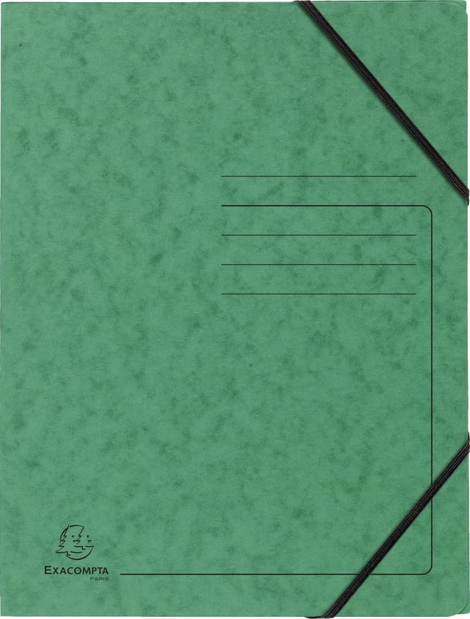 Exacompta 25x Bedrukte Elastomappen zonder klep - glanskarton 355g/m2 - A4 - Groen - 555413E