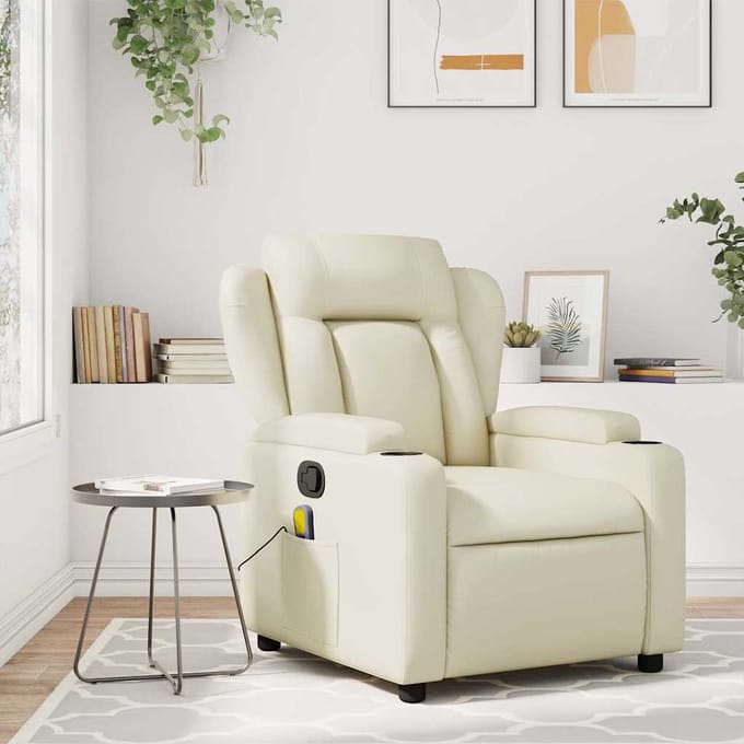 vidaXL Massagestoel van kunstleer in crèmekleur