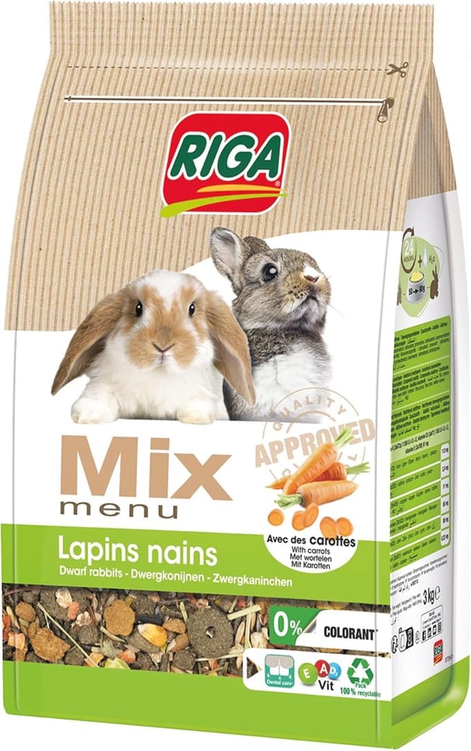 Rivamix menu voor dwergkonijnen 3 kg - uitgebalanceerd en voedzaam
