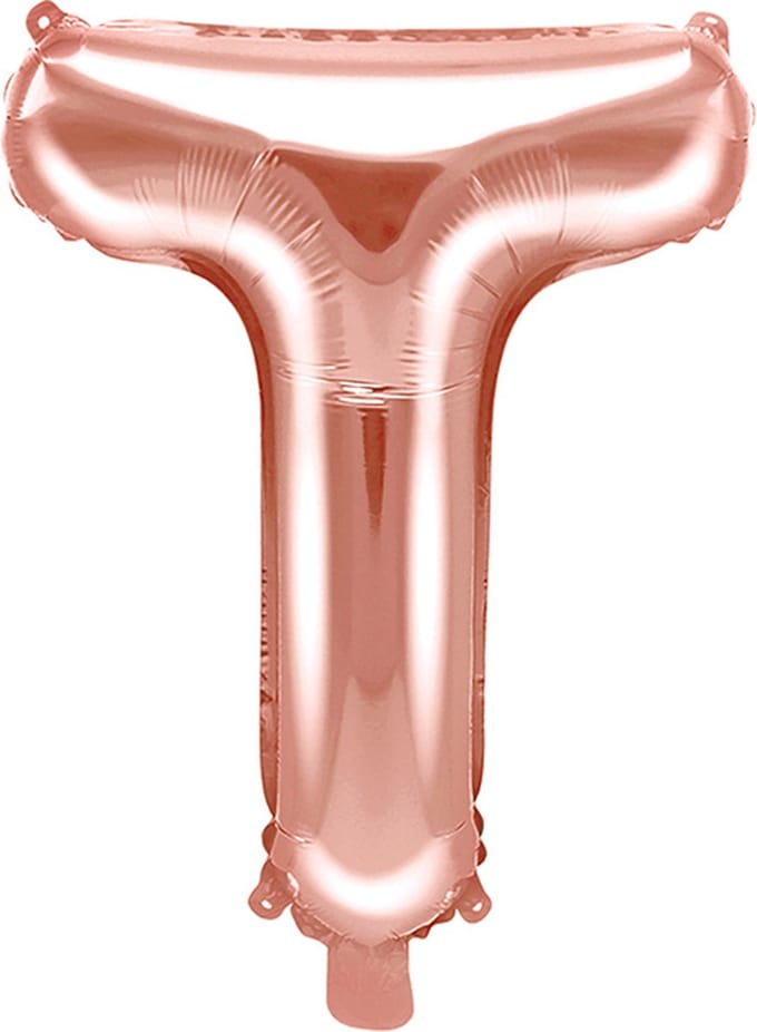 Partydeco - Folieballon Rose Gold Letter T (35 cm)