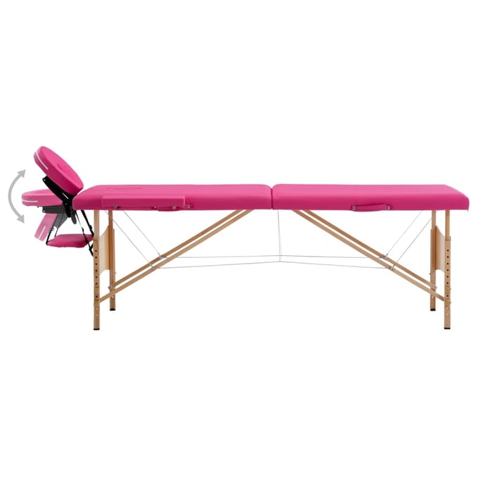vidaXL - Massagetafel - inklapbaar - 2 - zones - hout - roze