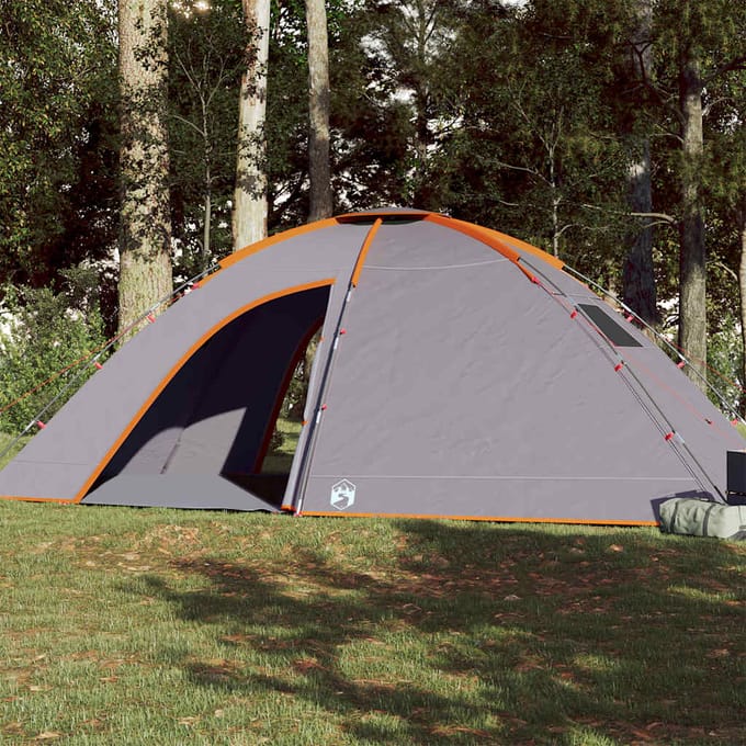 vidaXL - Tent - 8-persoons - waterdicht - grijs - en - oranje