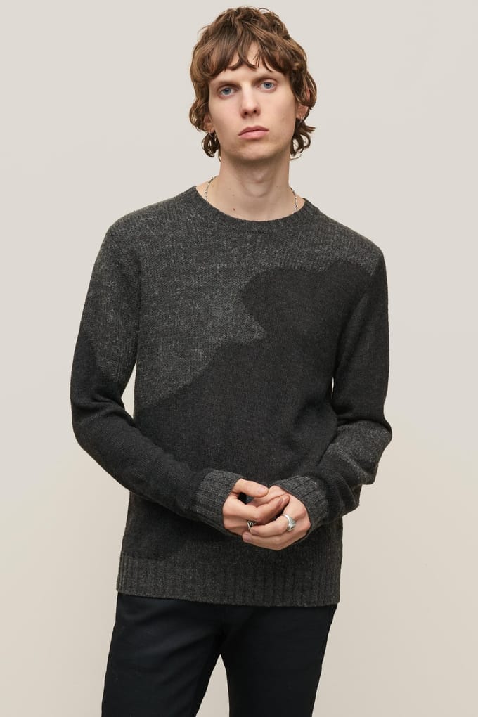 John Varvatos Rector Ls Texture Mix Int Charcoal Htr Taglia: S | Maglioni a maglia Outlet | Uomo | Nero