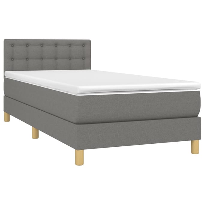vidaXL - Boxspring - met - matras - stof - donkergrijs - 80x200 - cm