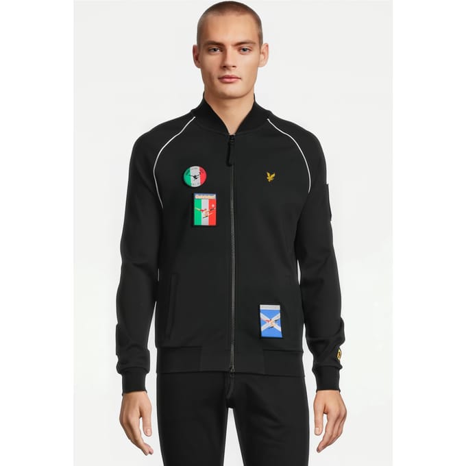 Lyle & Scott Panini Sticker Tracksuit Bomber Jet Black Größe: S | Bomberjacken Outlet | Herren | Schwarz