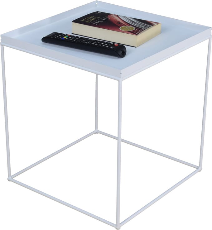 FutuStal - Stalen Salontafel - Biały Mat - Kwadratisch Blad - Stevig Dradenframe