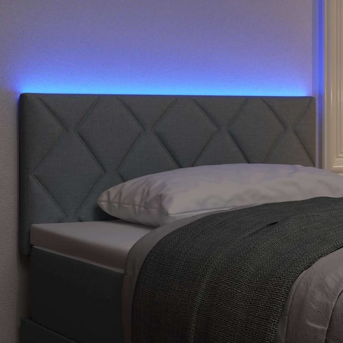 vidaXL - LED - Hoofdbord - Lichtgrijs - Stof