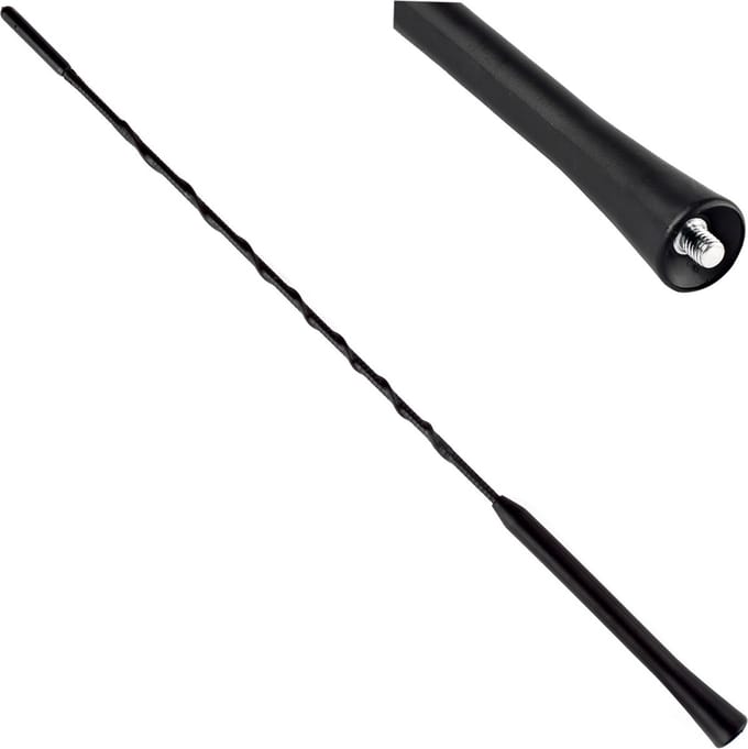 AMiO FM/AM Auto Antenne Mini Universeel met 5mm Adapter Zwart (40 cm)