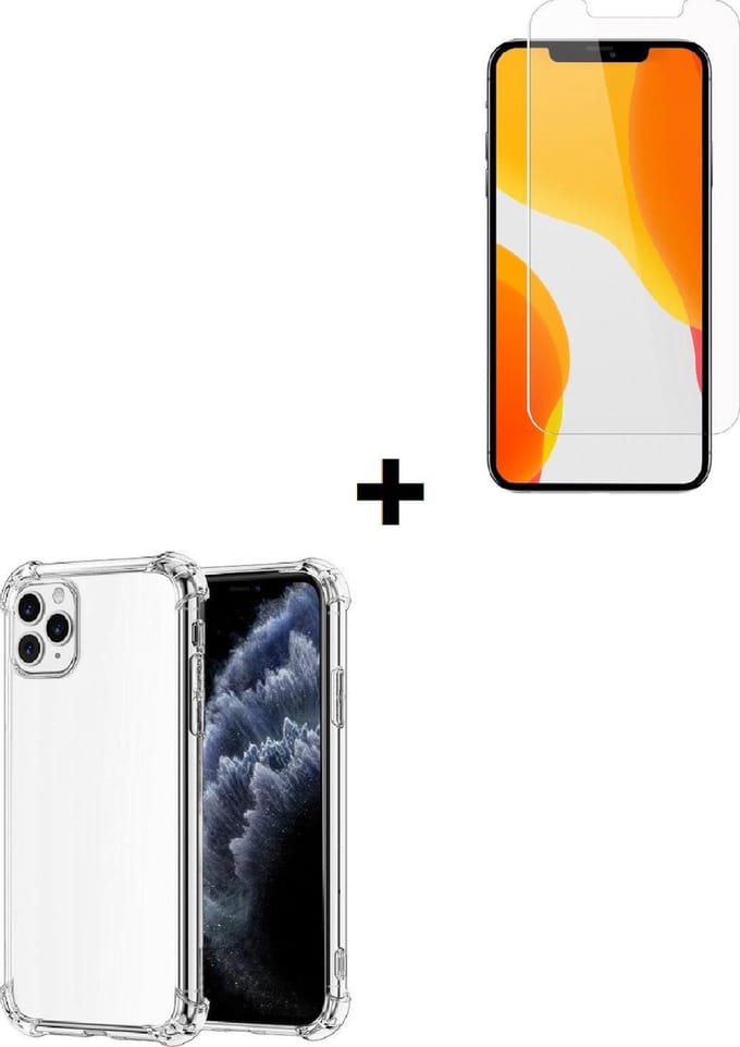Geschikt voor iPhone 12 Hoesje - iPhone 12 Screenprotector - iPhone 12 hoes Transparant Shock Proof Case + Screenprotector
