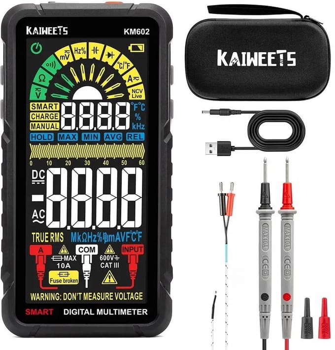 Eszenzics™ Digitale multimeter Pro 602 - Oplaadbaar - Spanning meter -AC/DC - Slimme modus - True-RMS functie - Dubbele beveiliging - Meet accessoires