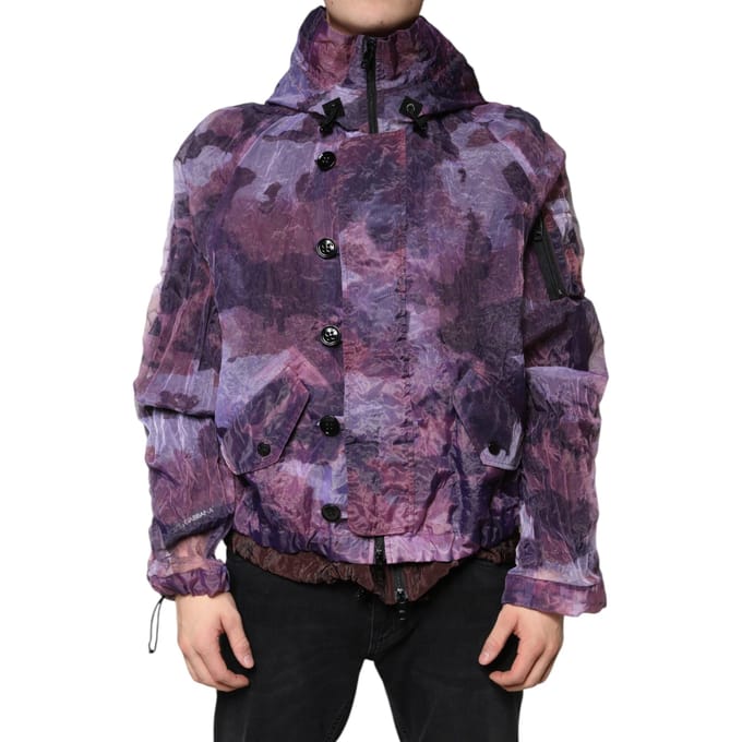 Geprinte Shell Jacket Paarse Camouflage