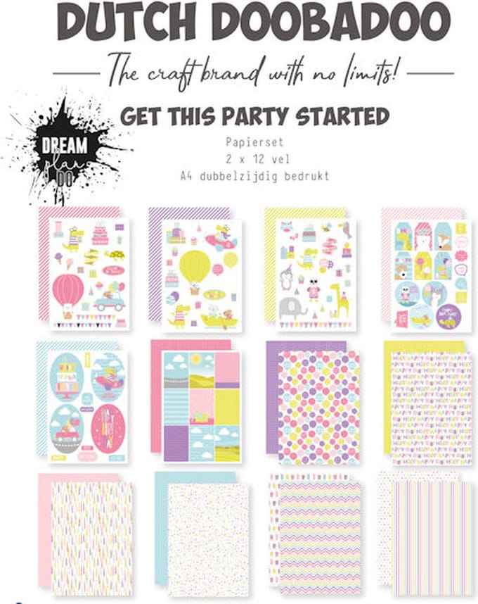 Dutch Doobadoo Papierset Get this party started 473.005.049 (08-23)