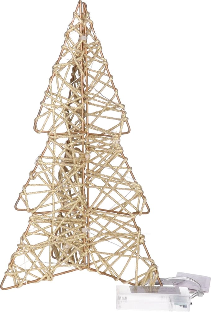 Countryfield Lichtboompje/kerstboompje - 31 cm - goud - metaal - 20 leds