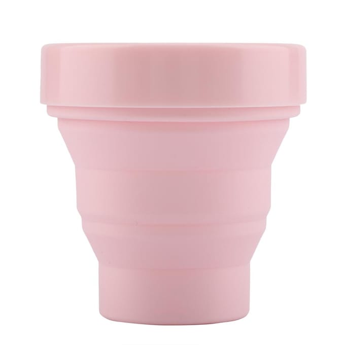 Tasse Pliable Portable Légère en Silicone avec Couvercle pour Eau Café(Rose) gray