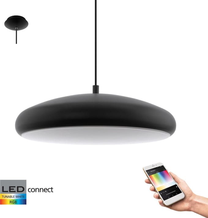 EGLO Connect Riodeva-C - Hanglamp - Wit en gekleurd licht - Ø445 - Zwart - Wit