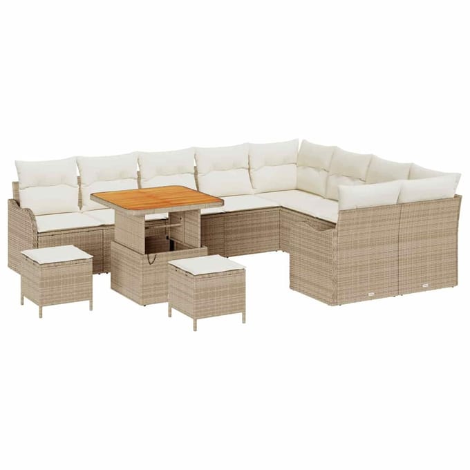 vidaXL - Tuinbank - Set - 12 - st - 11-zits - Beige - en - Crème