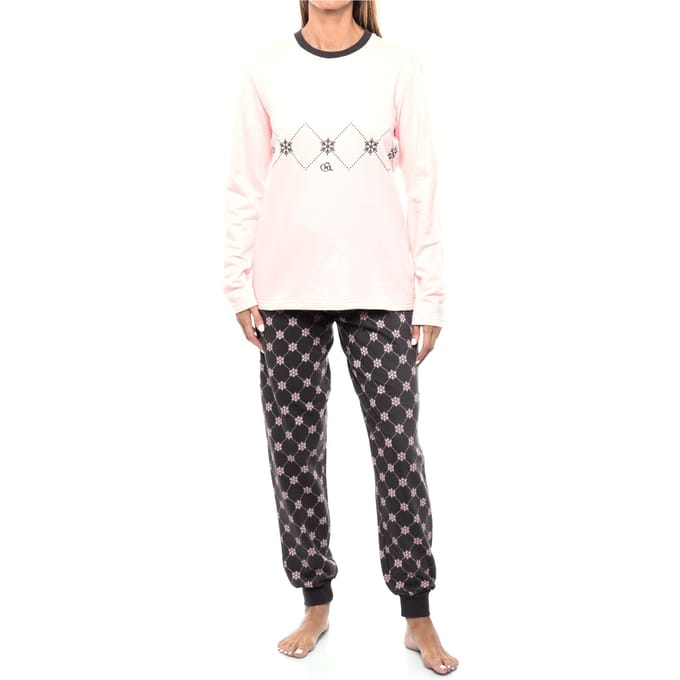 KLP2 Vrouwen Lange Mouwen Pluche Winterpyjama