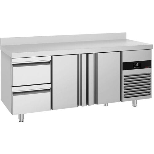 GGM Gastro Kühltisch PREMIUM - 1865x700mm - mit 2 Türen - 2 Schubladen - mit Aufkantung