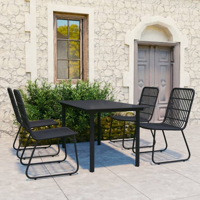vidaXL - 5-delige - Tuinset - poly - rattan - en - glas