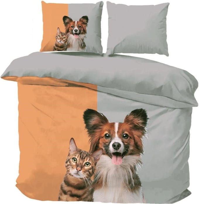 Husch Dekbedovertrek Best Friend - 200x200/220 - Hond En Kat