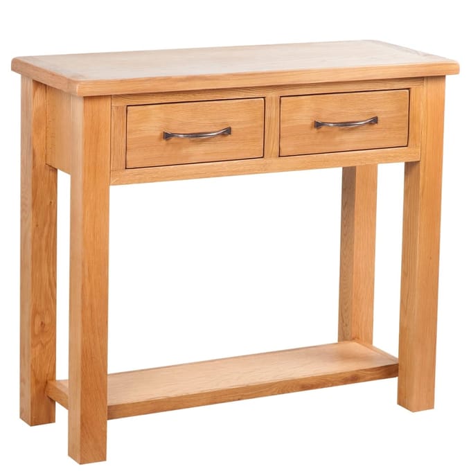 vidaXL - Wandtafel - met - 2 - lades - 83x30x73 - cm - massief - eikenhout