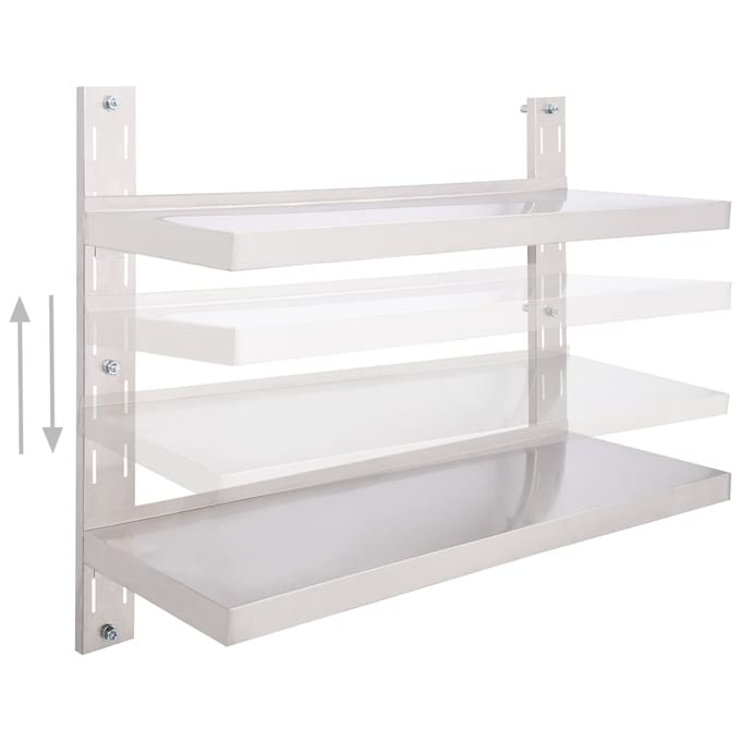 vidaXL - Zwevend - schap - 2-laags - 100x30 - cm - roestvrij - staal