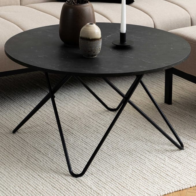 Salontafel Denham Zwart Ø80cm - Giga Living