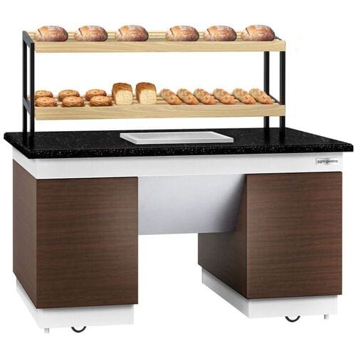 GGM Gastro Brotregal DUBLIN - 1600mm - mit Rollen - schwarze Granit-Arbeitsplatte Bruin / Zwart / Wit