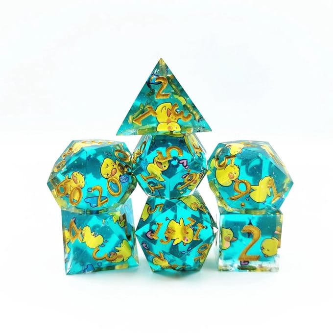 Lapi Toys - Dnd dobbelstenen - Polydice - Incl. dice bag - Resin - Blauw