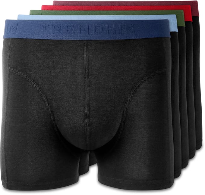 S - FreeFeel | Set van 5 zwarte bamboe boxershorts | Donkergekleurde taillebanden