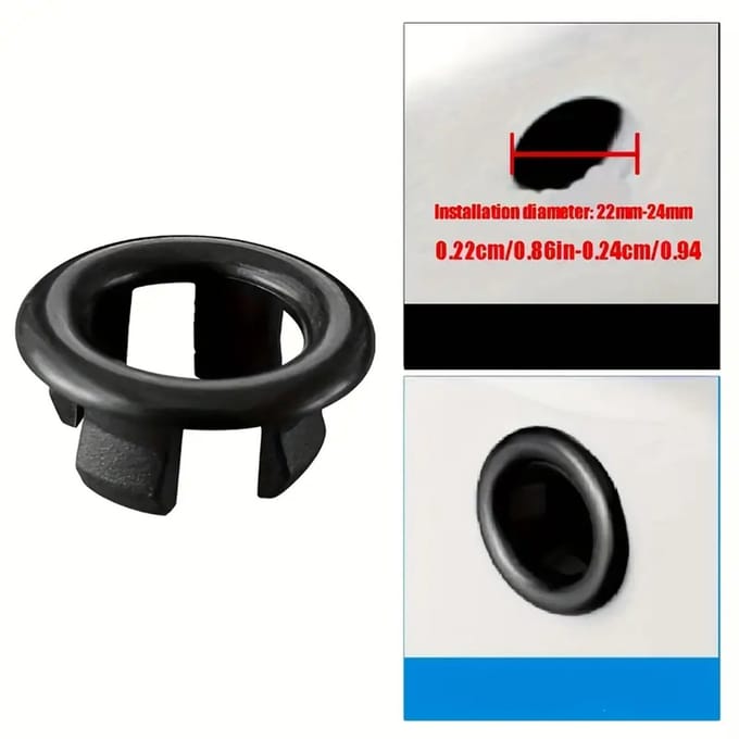 @ Lu’s Today® - Basic Bathroom Essentials - Wastafel overloop rozet rond zwart - voor overloop-gat van 22 tot 24mm