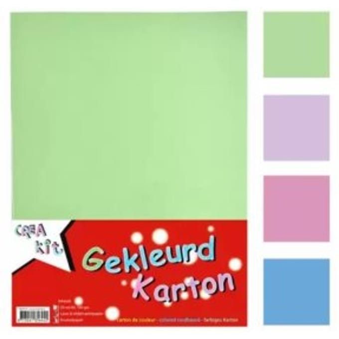 CREAKIT. Knutselkarton Pastel – Pastel papier – Knutselen – A4 formaat – 50 Vellen – 150 gram – Pastel – Bauw/wit/rood/groen/geel