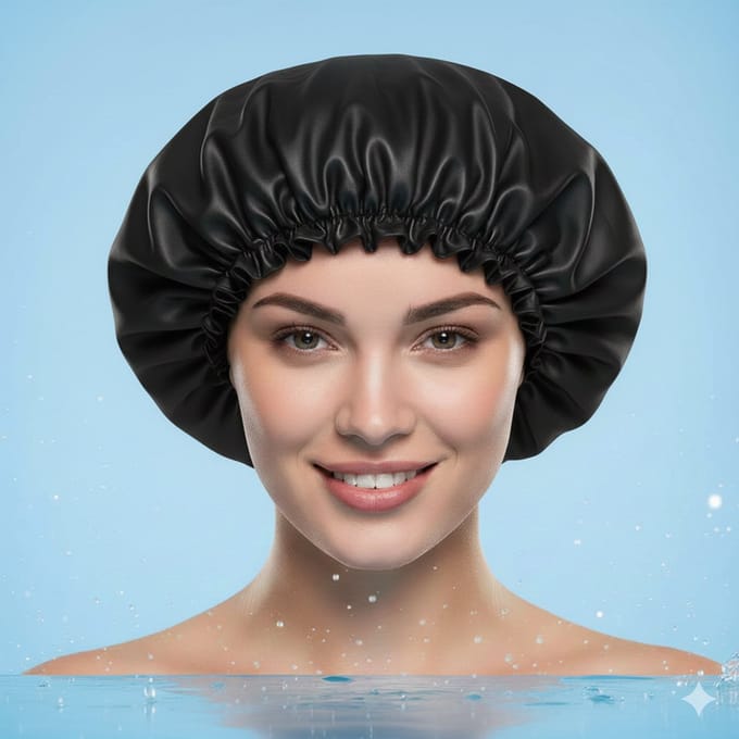 Douchemuts - Zwart - Nylon / Kunststof - One Size - Douche - Muts - Haarmuts - Badmuts