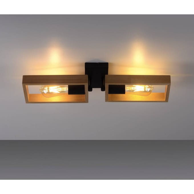JUST LIGHT. GmbH Frame plafondlamp van hout, 2-lamps