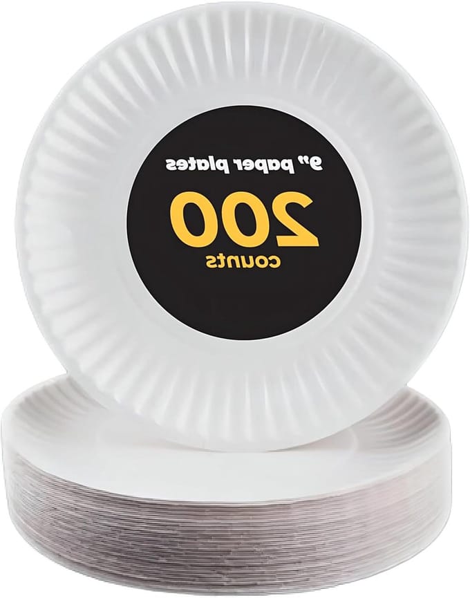 Papieren Borden - Wegwerp Schotels - Feestjes en Snacks - Ongecoat Materiaal - 200 Stuks - Wit