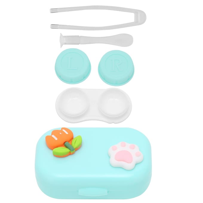 Contactlenshouder Schattig Draagbaar Contactlenscontainer Houder Doos Bewaarset Soak Kit Groen geel