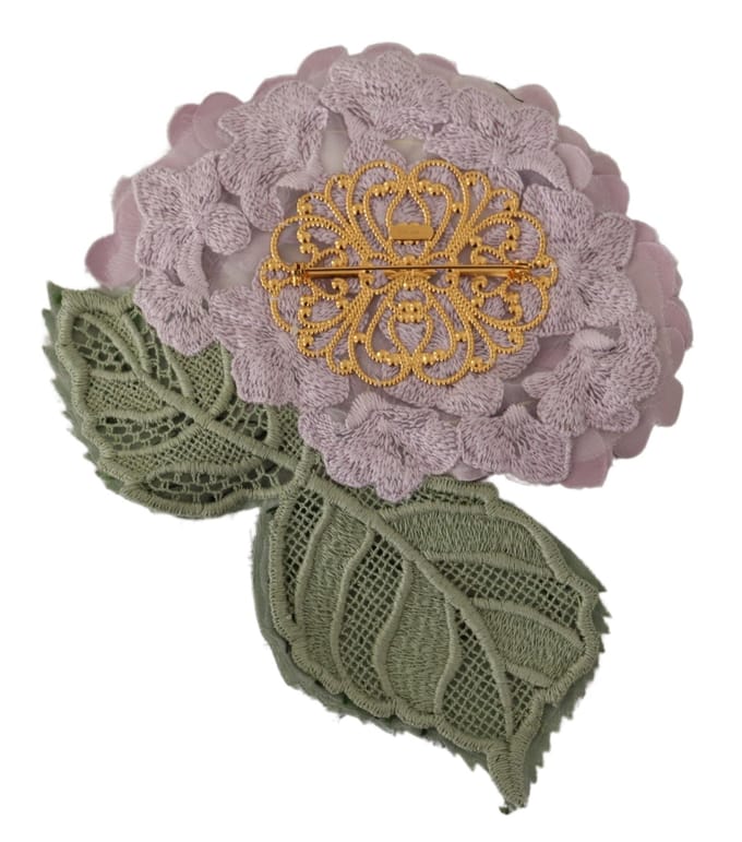 Dolce & Gabbana Paarse Bloemen Gouden Tinten Messing DamesBroche