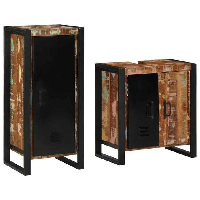 vidaXL Badkamermeubel Set met lade 2 pcs Massief Gerecycleerd Hout