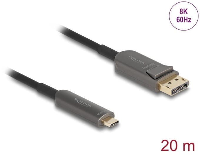 Delock Active Optical Cable USB Type-C™ to DisplayPort 8K 60 Hz 40 Gbps 20 m