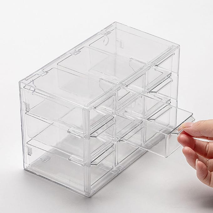 9 Vakken Desktop Opbergdoos Lade Ruimtebesparend Stofdicht Desktop Verdeelde Lade Transparant white