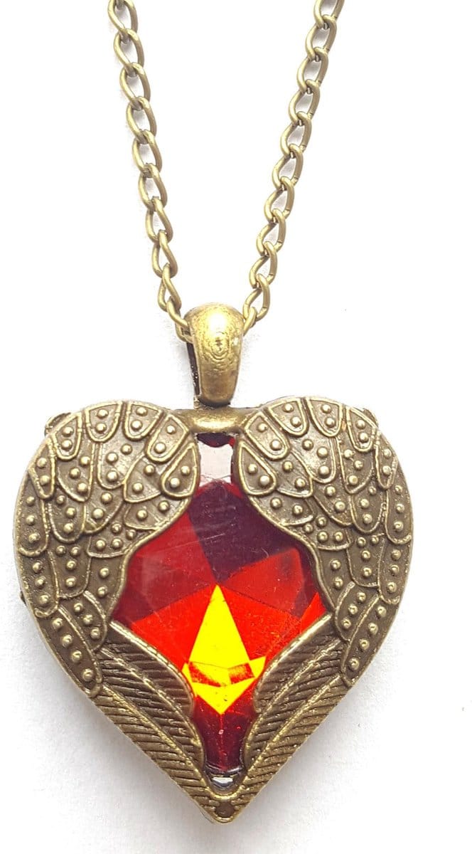 Ketting met kristal hart hanger en engelen vleugels