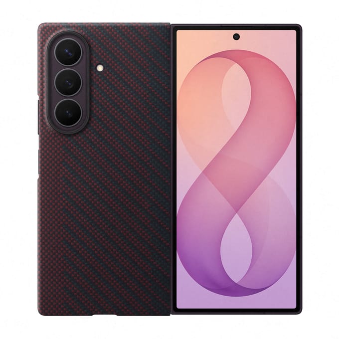 Samsung Galaxy Z Fold 8 Ultra Carbon Back Cover met Magneet Rood