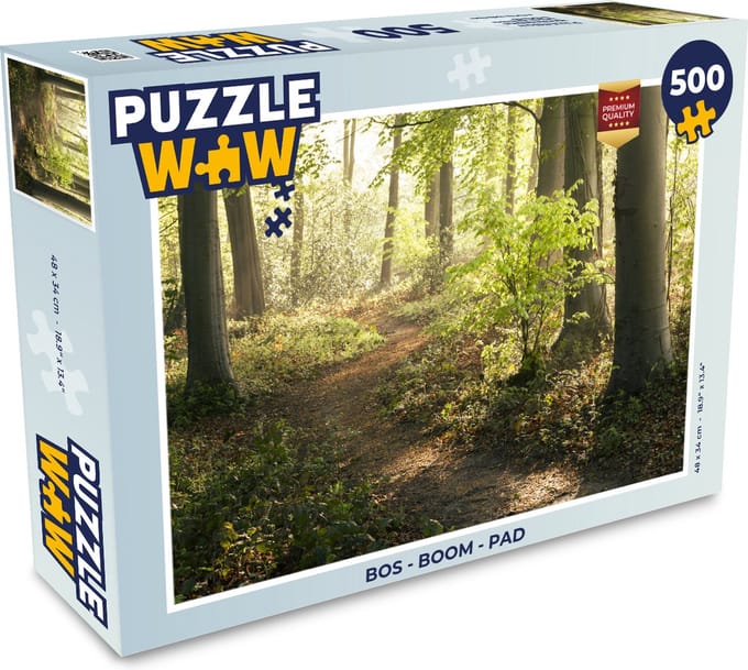 Puzzel Bos - Bomen - Pad - Zon - Planten - Bladeren - Natuur - Legpuzzel - Puzzel 500 stukjes