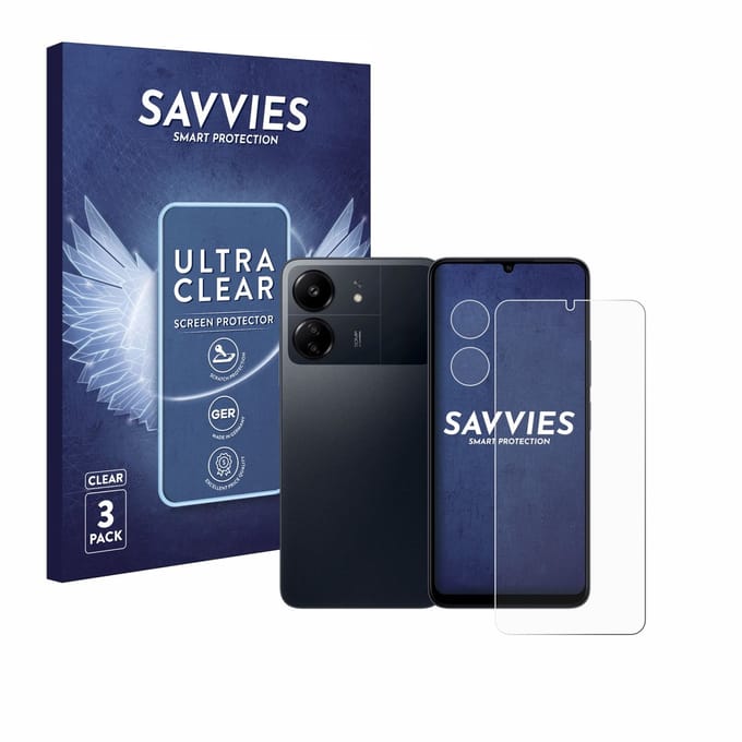 Savvies - Screenprotector voor Xiaomi Poco C65 (Voor+Camera) - Folie Beschermfolie transparant 6 Stuks
